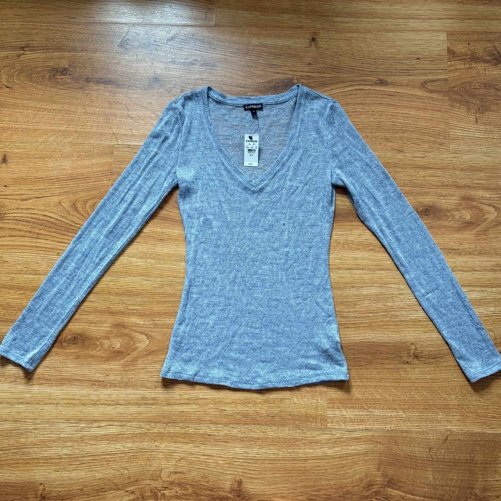 Express Lightweight Metallic Blue Sweater S NWT